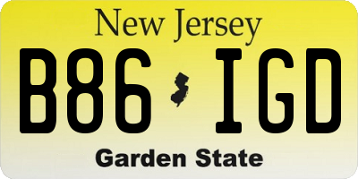 NJ license plate B86IGD