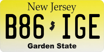 NJ license plate B86IGE