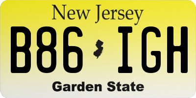 NJ license plate B86IGH