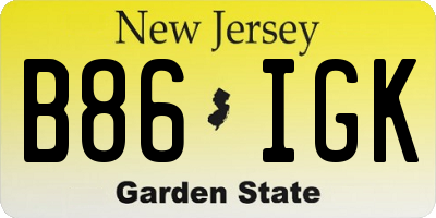 NJ license plate B86IGK