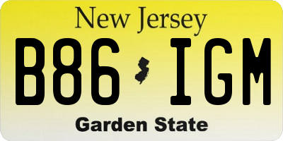 NJ license plate B86IGM