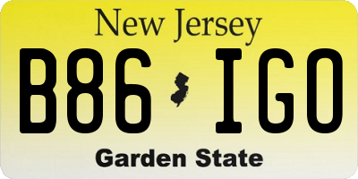 NJ license plate B86IGO