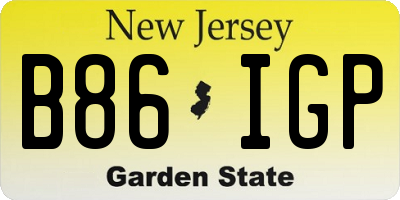NJ license plate B86IGP