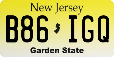 NJ license plate B86IGQ