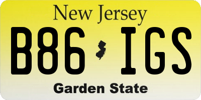 NJ license plate B86IGS