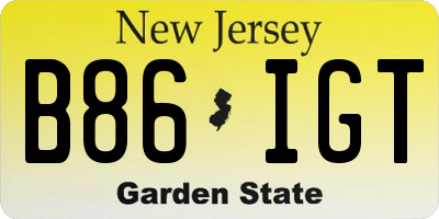 NJ license plate B86IGT