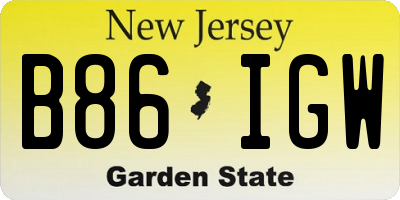 NJ license plate B86IGW