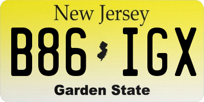 NJ license plate B86IGX