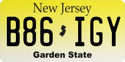 NJ license plate B86IGY
