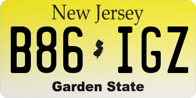 NJ license plate B86IGZ