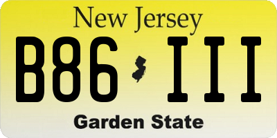 NJ license plate B86III