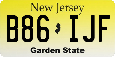 NJ license plate B86IJF