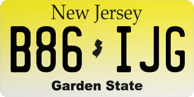 NJ license plate B86IJG