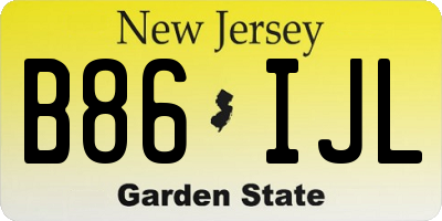 NJ license plate B86IJL