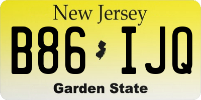NJ license plate B86IJQ