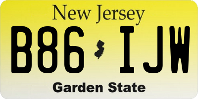 NJ license plate B86IJW