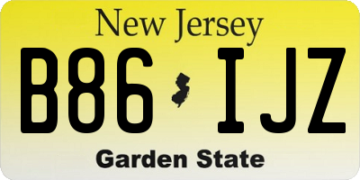 NJ license plate B86IJZ