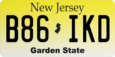 NJ license plate B86IKD
