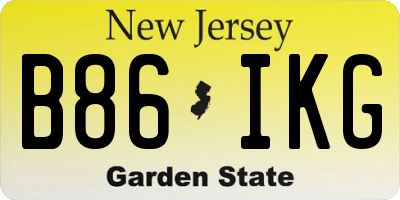 NJ license plate B86IKG