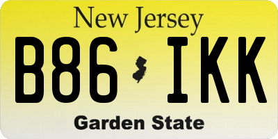 NJ license plate B86IKK