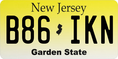 NJ license plate B86IKN