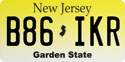 NJ license plate B86IKR