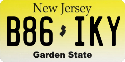 NJ license plate B86IKY
