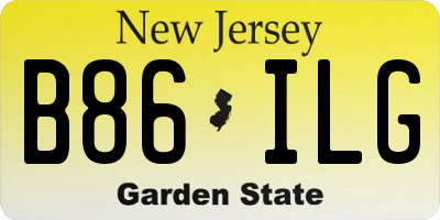 NJ license plate B86ILG