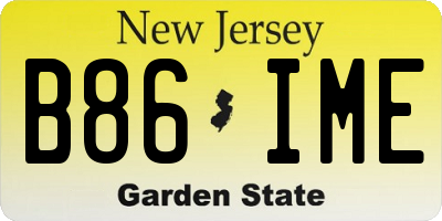 NJ license plate B86IME