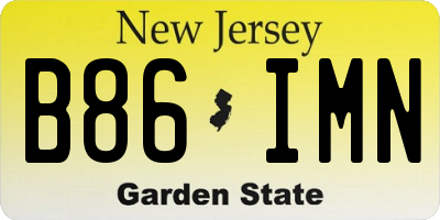 NJ license plate B86IMN