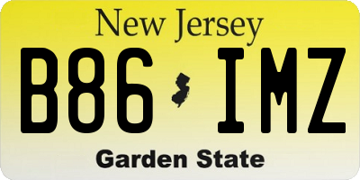 NJ license plate B86IMZ