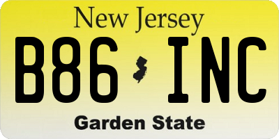 NJ license plate B86INC