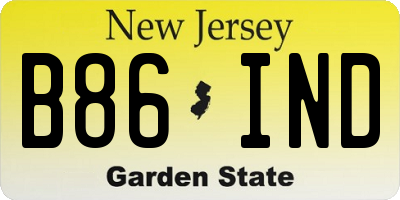 NJ license plate B86IND