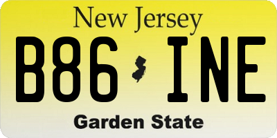 NJ license plate B86INE