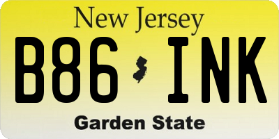 NJ license plate B86INK