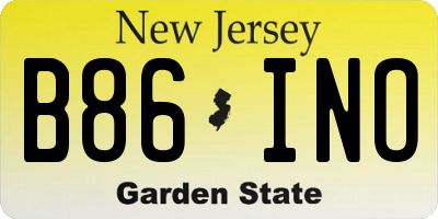 NJ license plate B86INO