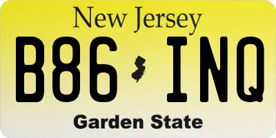 NJ license plate B86INQ