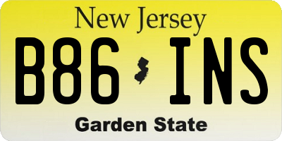 NJ license plate B86INS