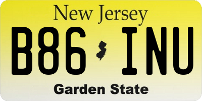 NJ license plate B86INU