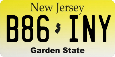 NJ license plate B86INY