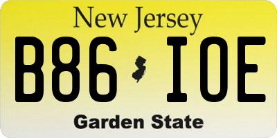 NJ license plate B86IOE