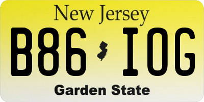 NJ license plate B86IOG