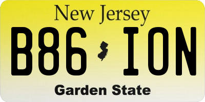 NJ license plate B86ION