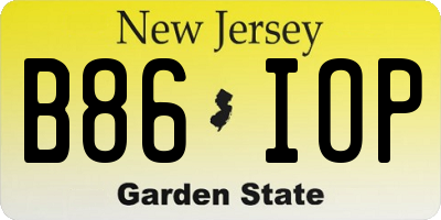 NJ license plate B86IOP