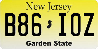 NJ license plate B86IOZ