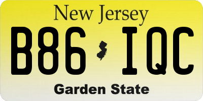 NJ license plate B86IQC