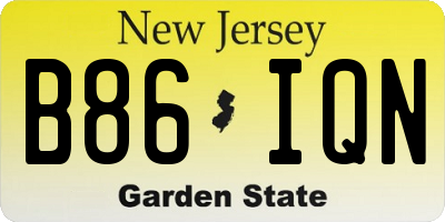NJ license plate B86IQN