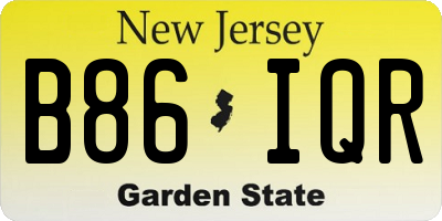 NJ license plate B86IQR