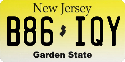 NJ license plate B86IQY