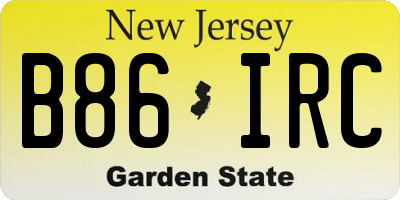 NJ license plate B86IRC